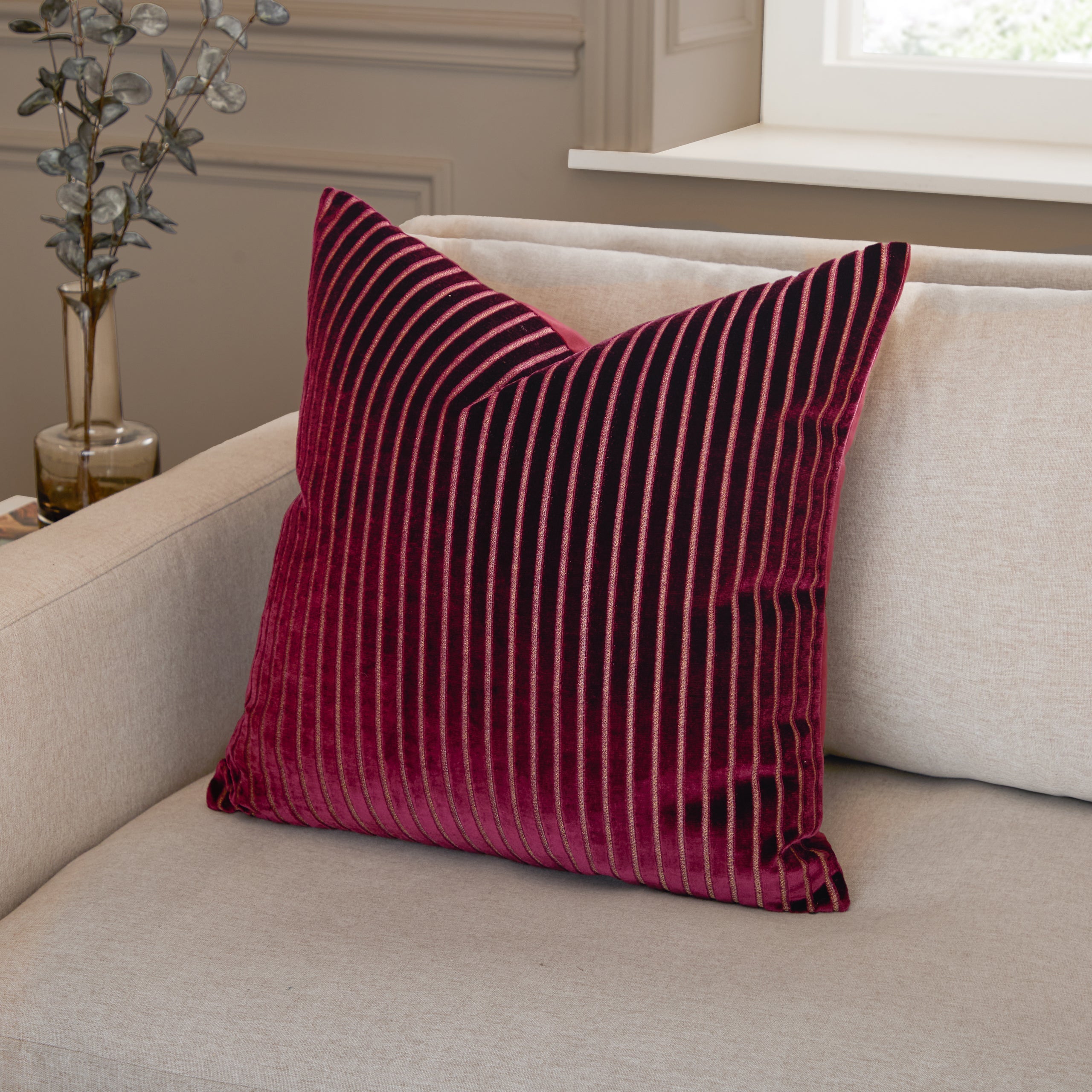 Savoy Stripe Velvet Cushion