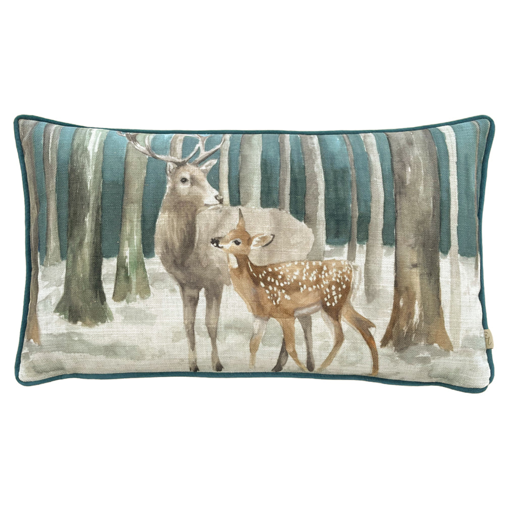 Stag Scene Christmas Cushion