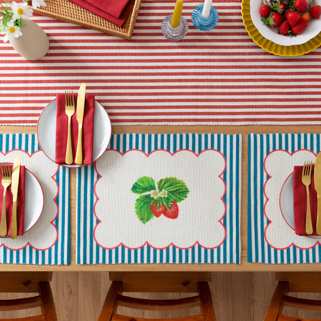 Strawberry Stripes Indoor/Outdoor Table Runner