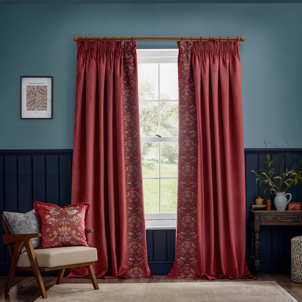 Straw Thief Embroidered Floral Velvet Pencil Pleat Curtains