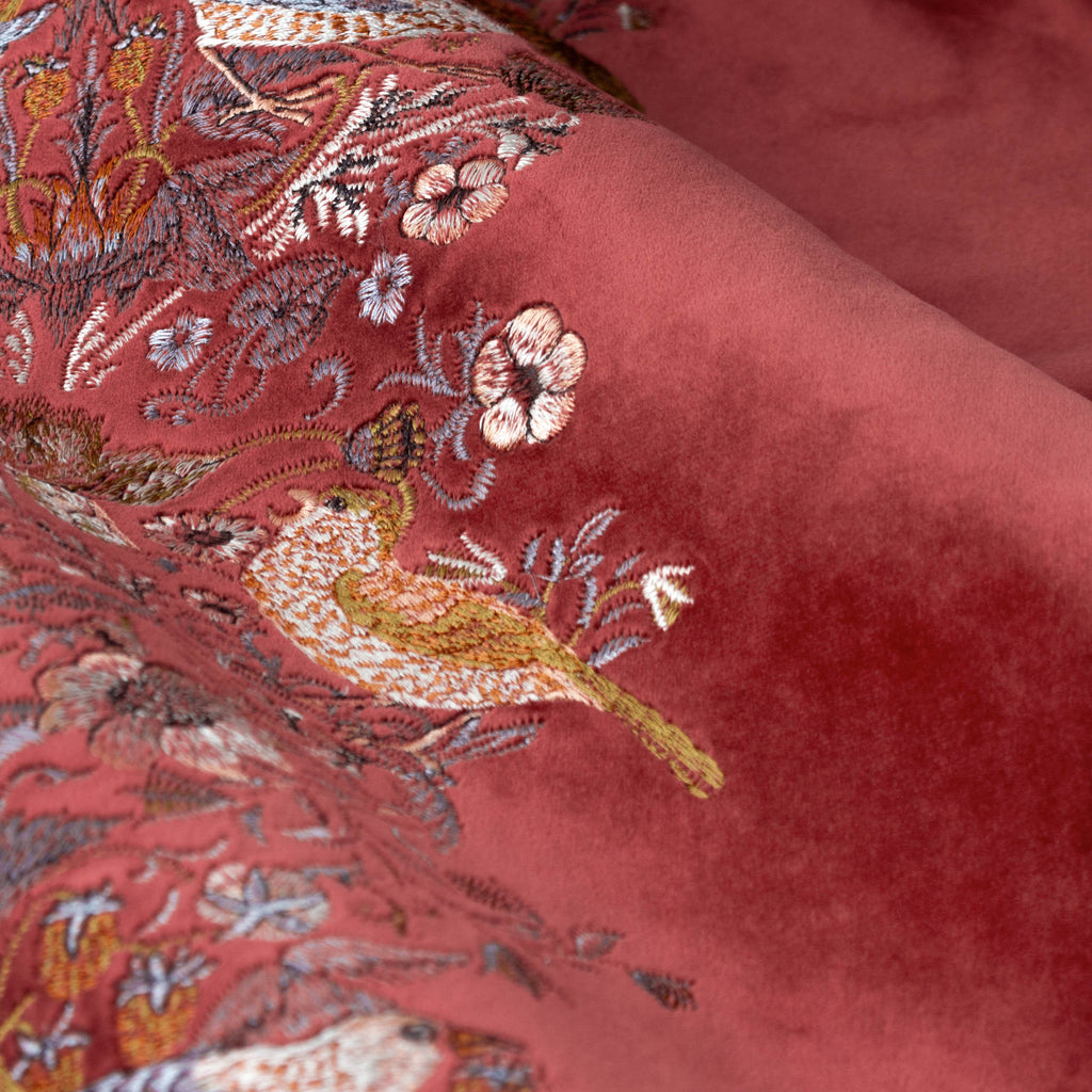 Straw Thief Embroidered Floral Velvet Pencil Pleat Curtains