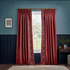 Straw Thief Embroidered Floral Velvet Pencil Pleat Curtains
