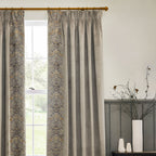 Strawberry Thief Embroidered Floral Velvet Pencil Pleat Curtains