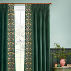 Strawberry Thief Embroidered Floral Velvet Pencil Pleat Curtains