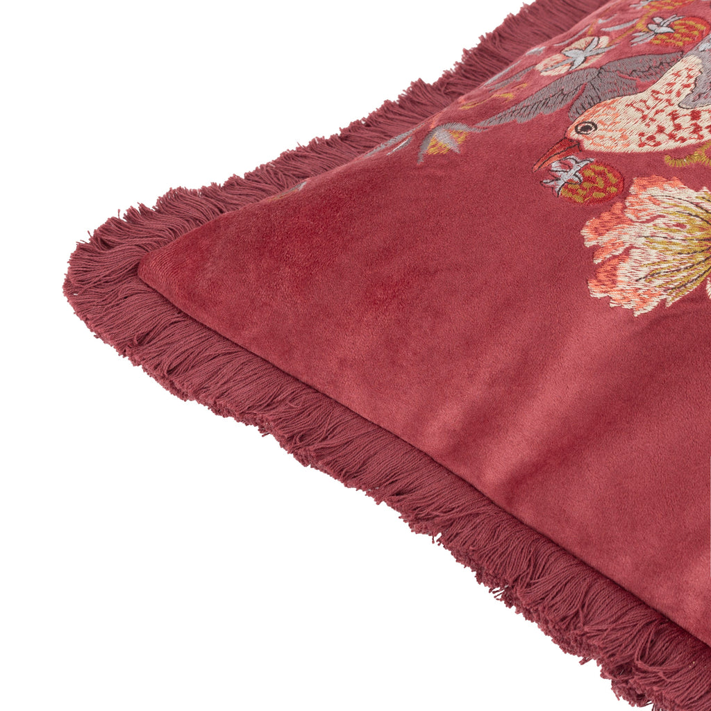 Straw Thief Embroidered Velvet Cushion