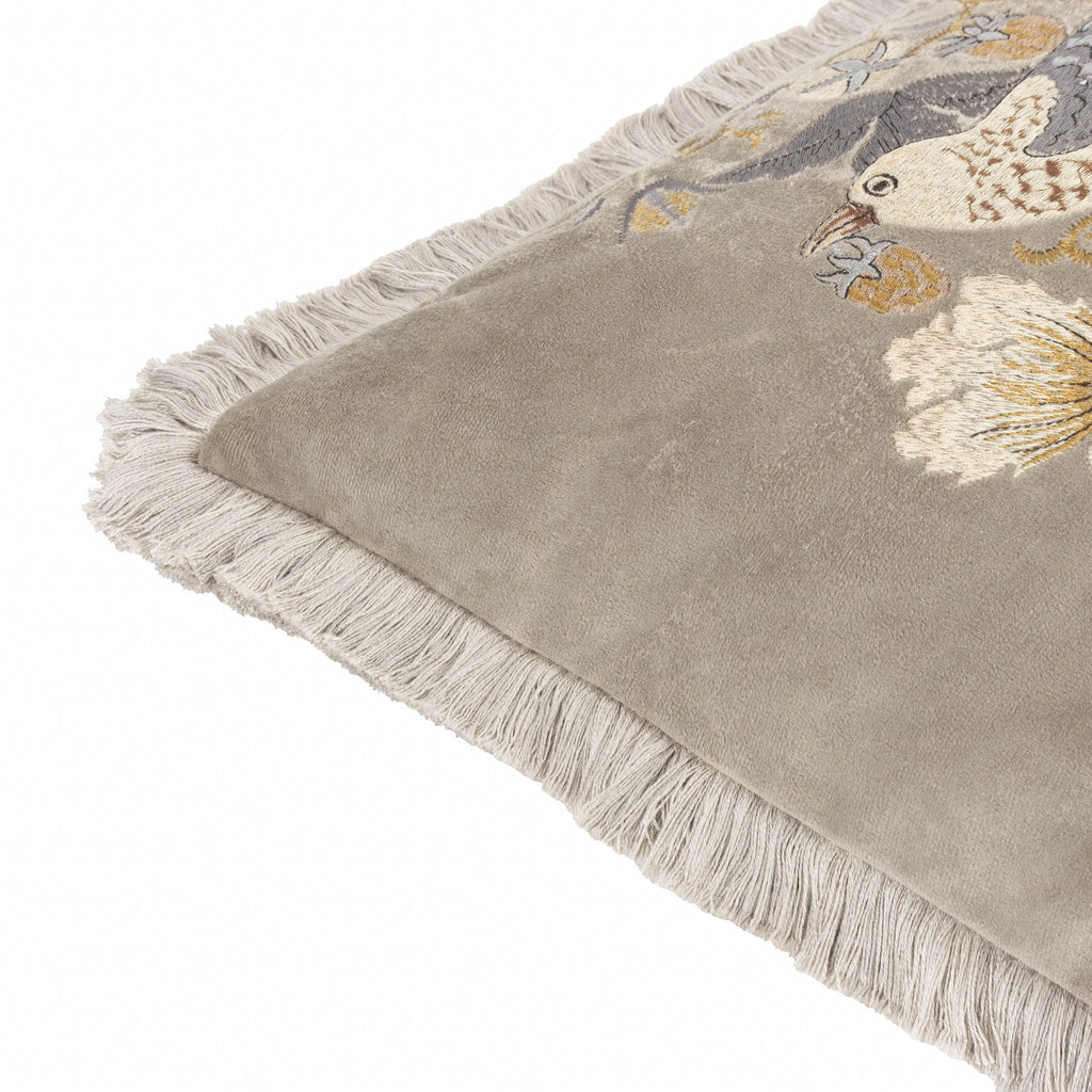 Strawberry Thief Embroidered Velvet Cushion