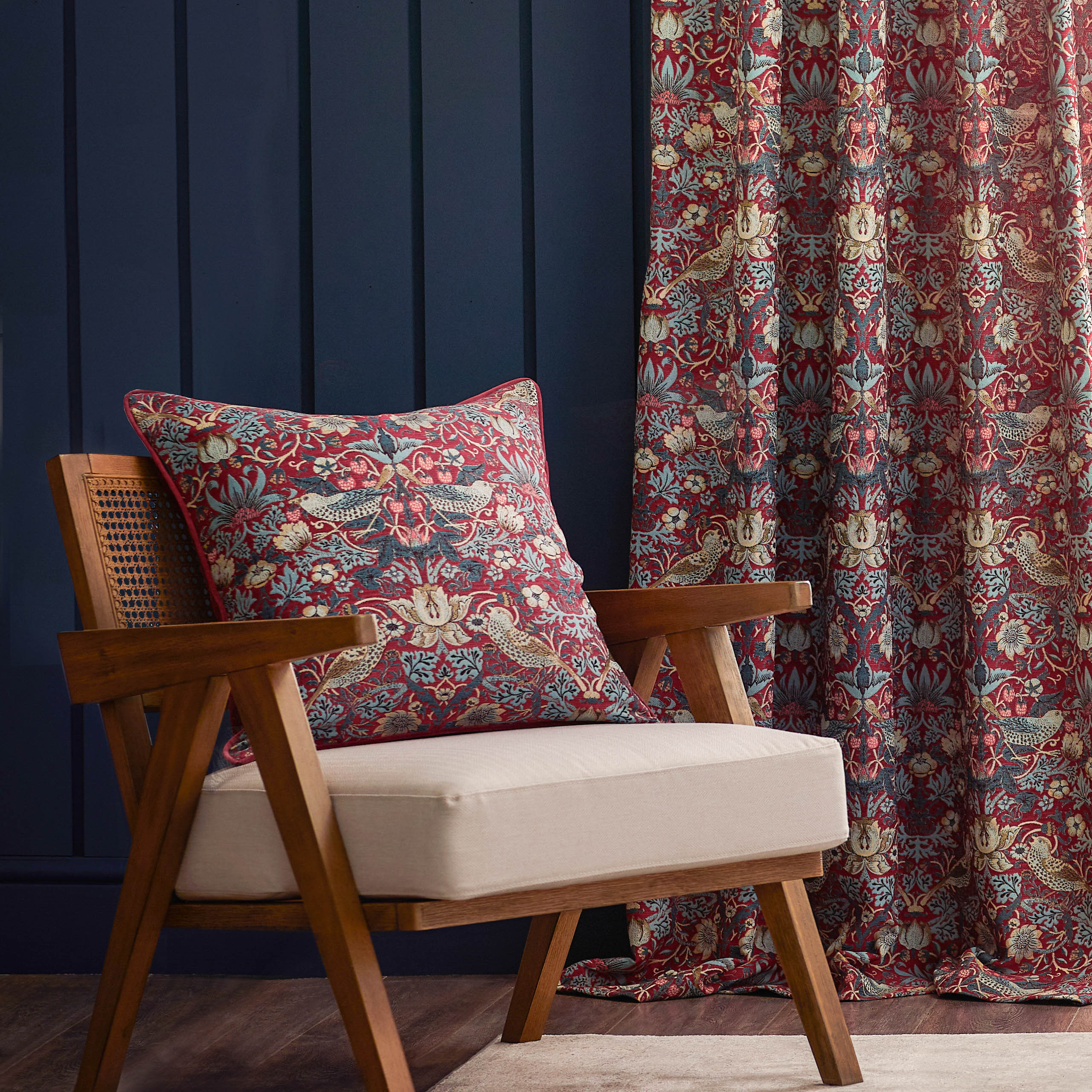 Straw Thief Jacquard Floral Pencil Pleat Curtains