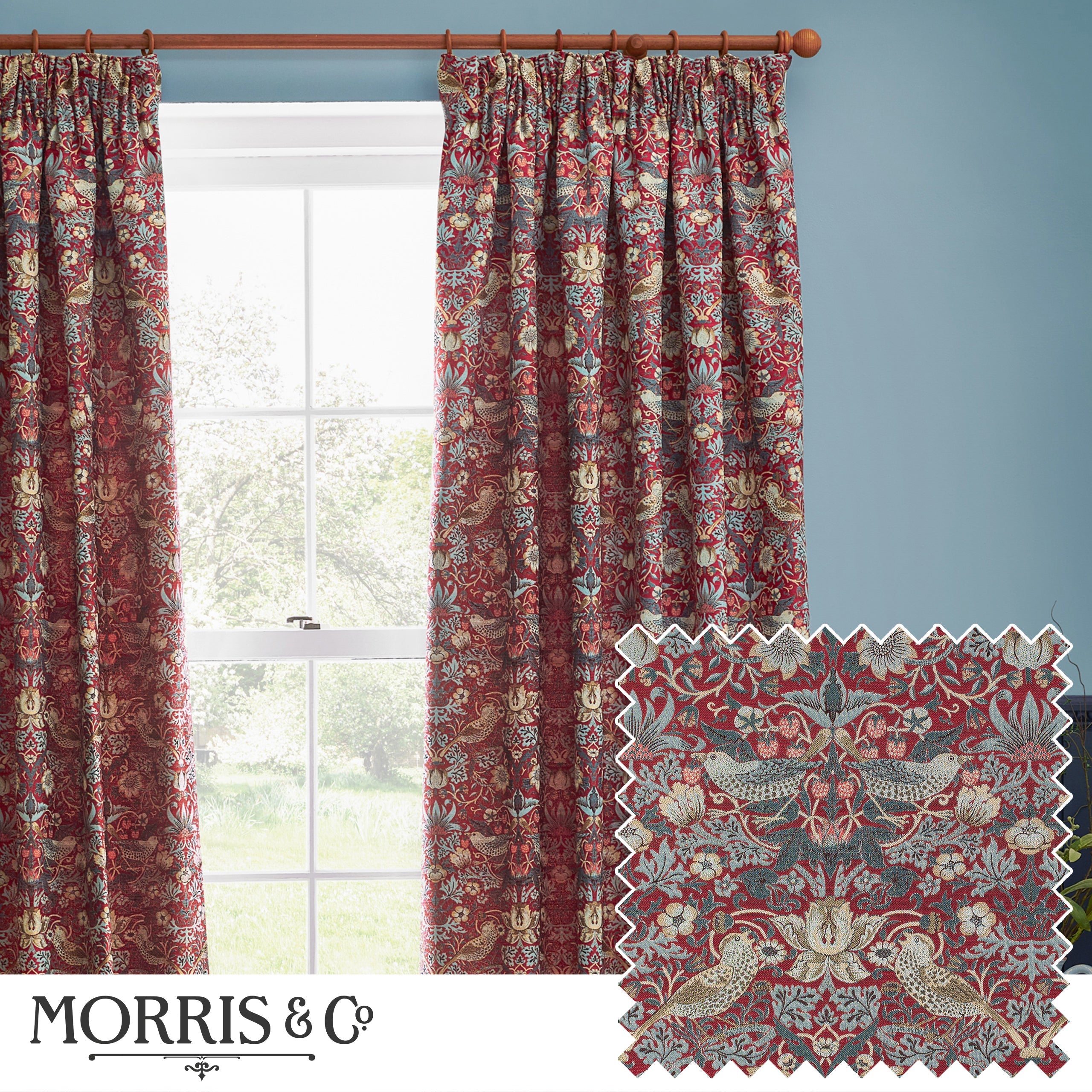 Straw Thief Jacquard Floral Pencil Pleat Curtains