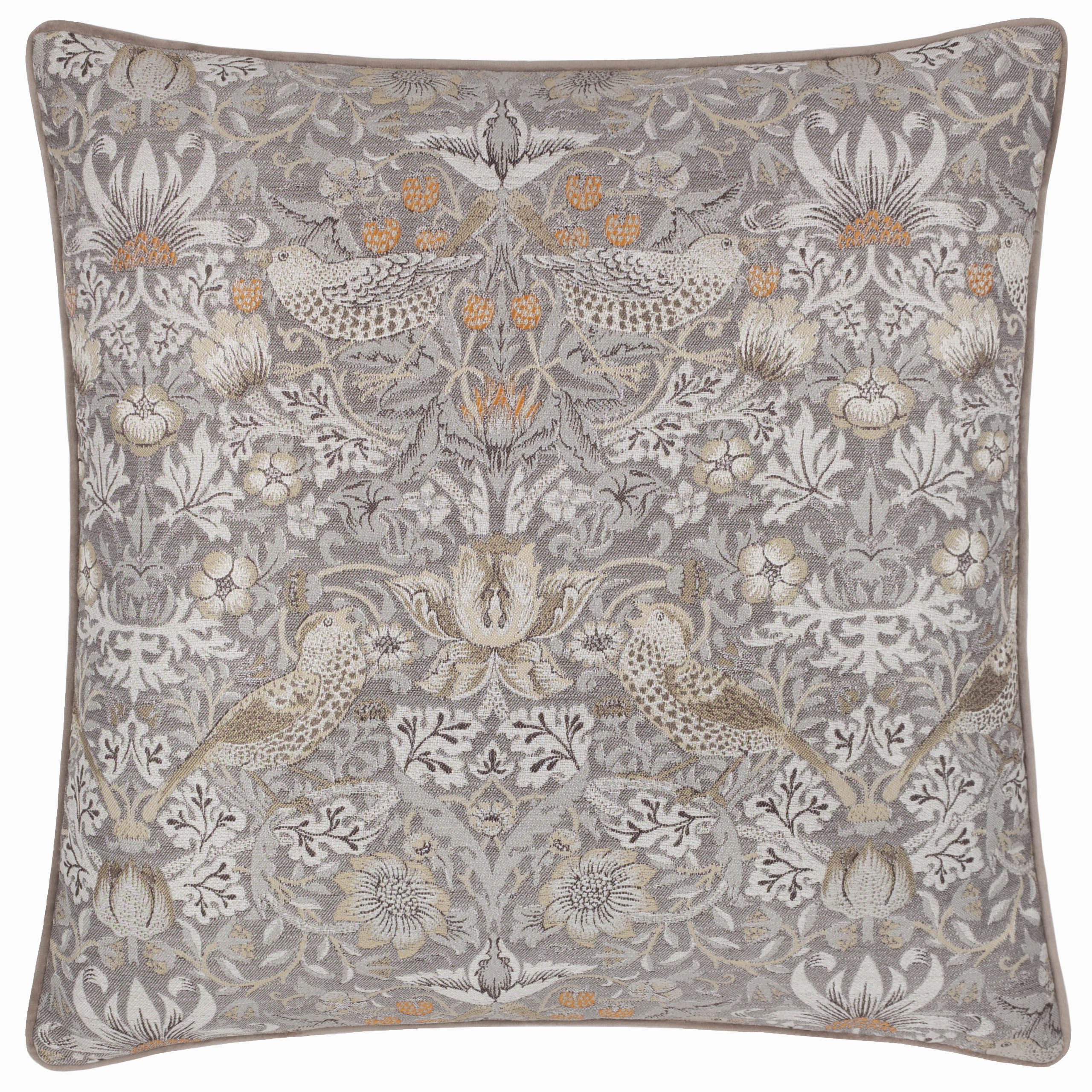 Strawberry Thief Piped Jacquard Cushion