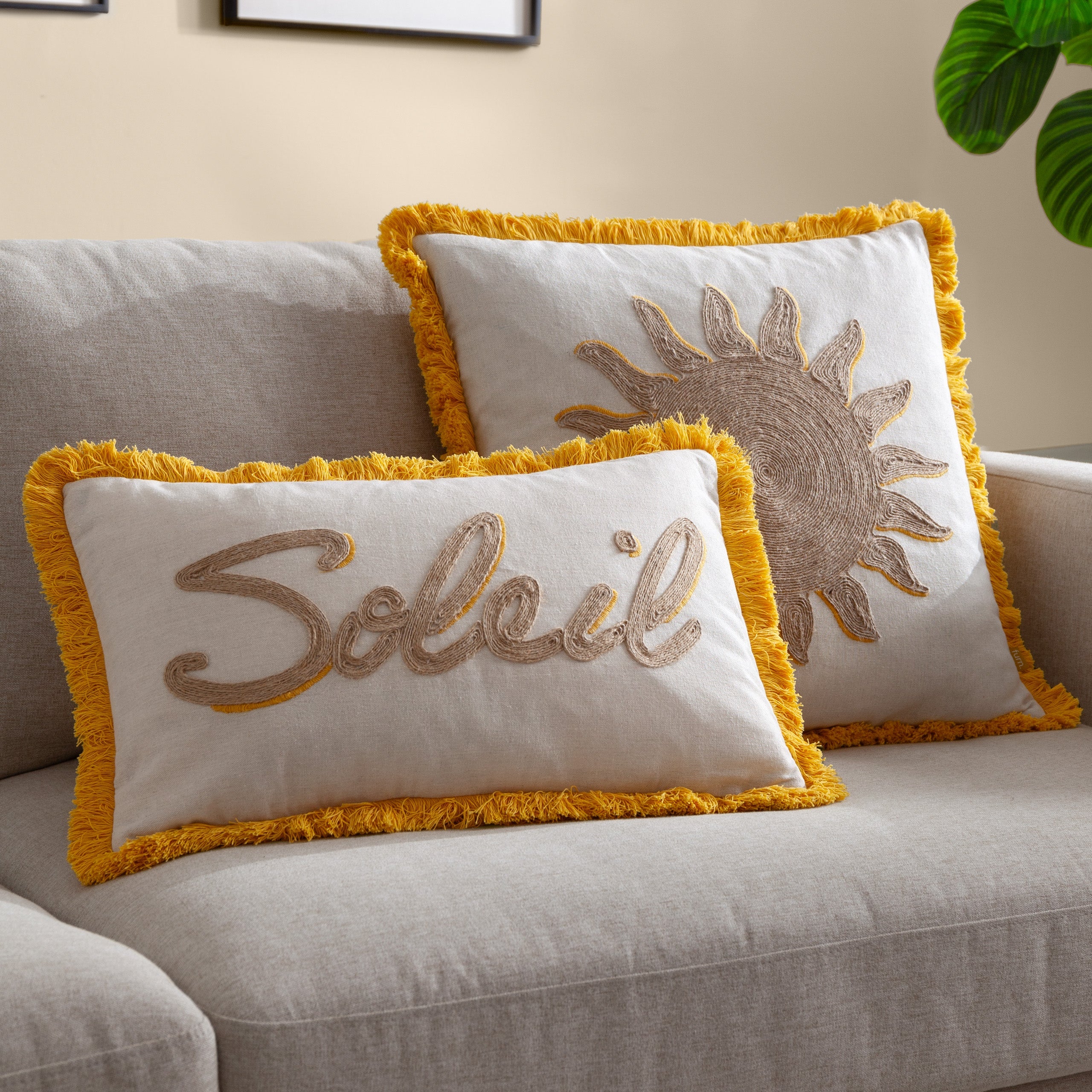 Sun Embroidered Cushion
