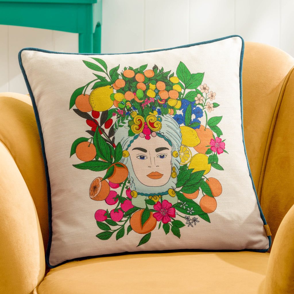 Taormina Floral Piped Cushion