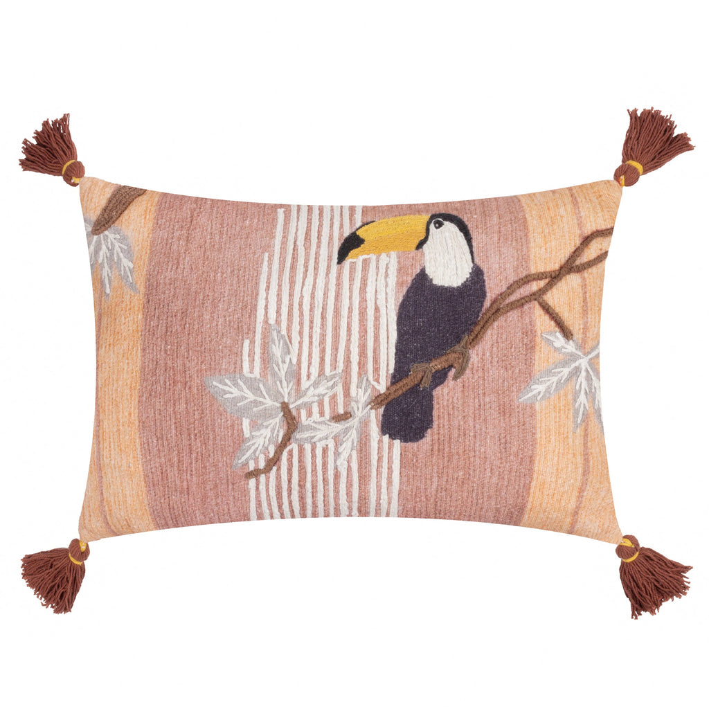 Treetop Toucan Embroidered Cushion