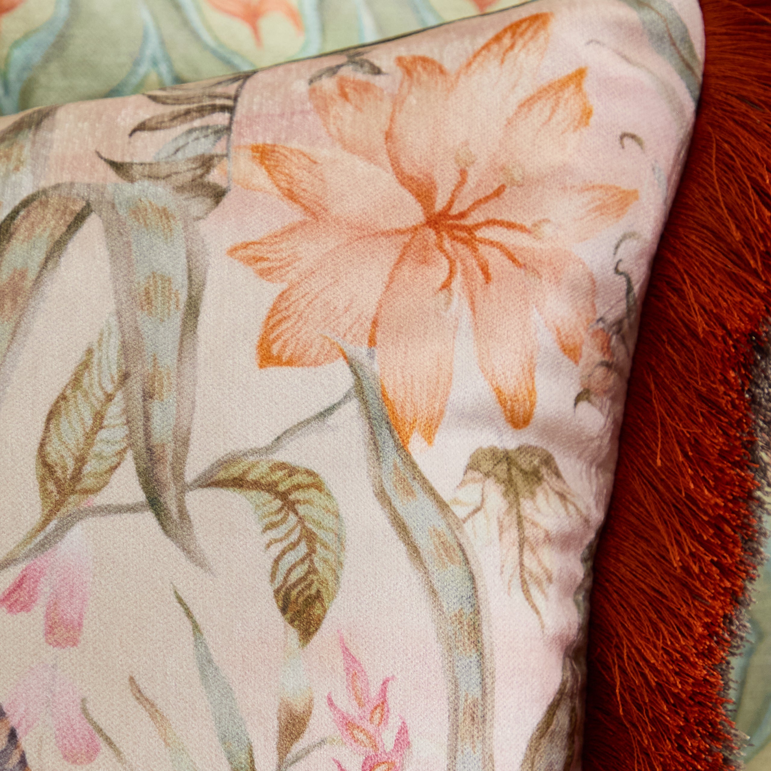 Tropical Utopia Printed Velvet Cushion