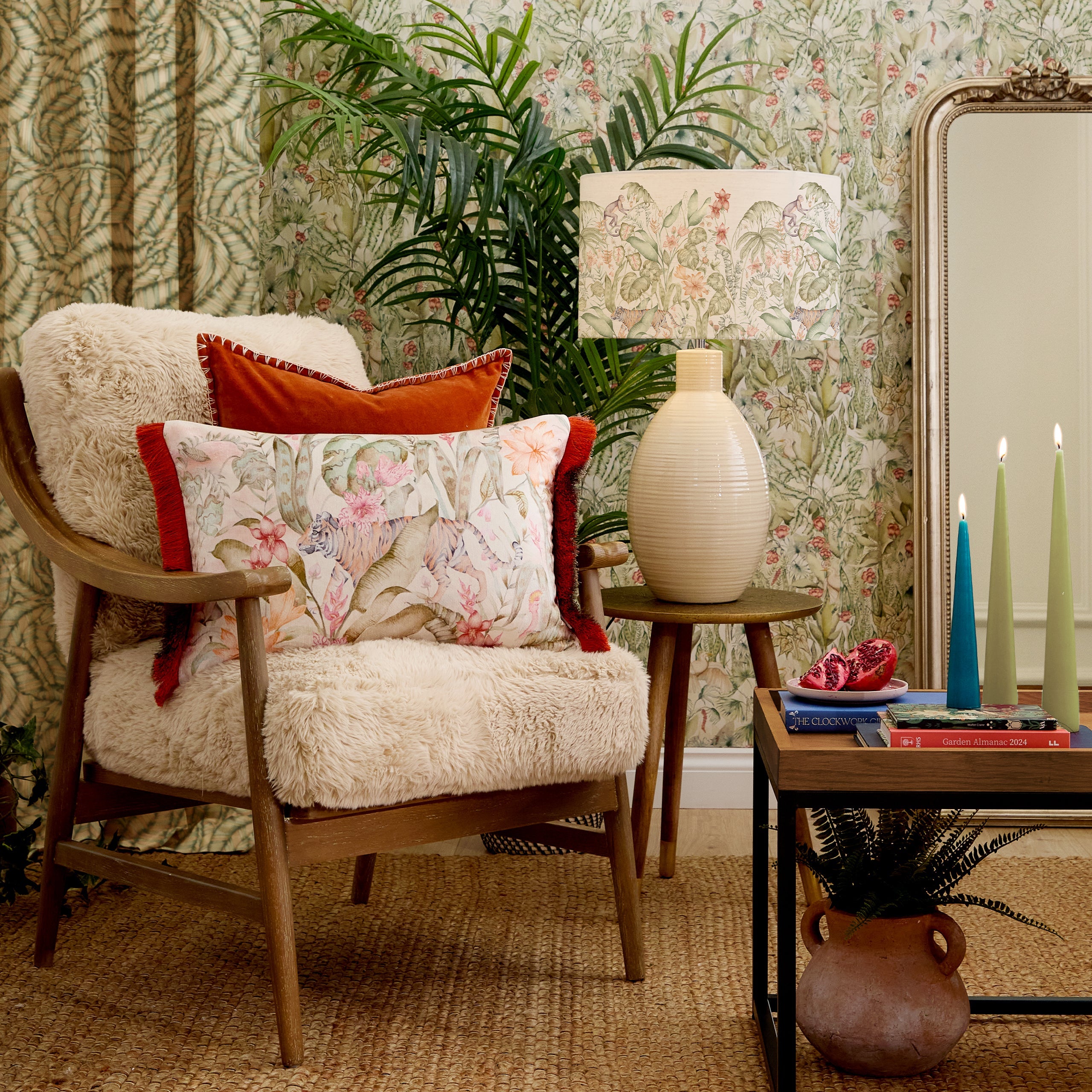 Tropical Utopia Printed Velvet Cushion