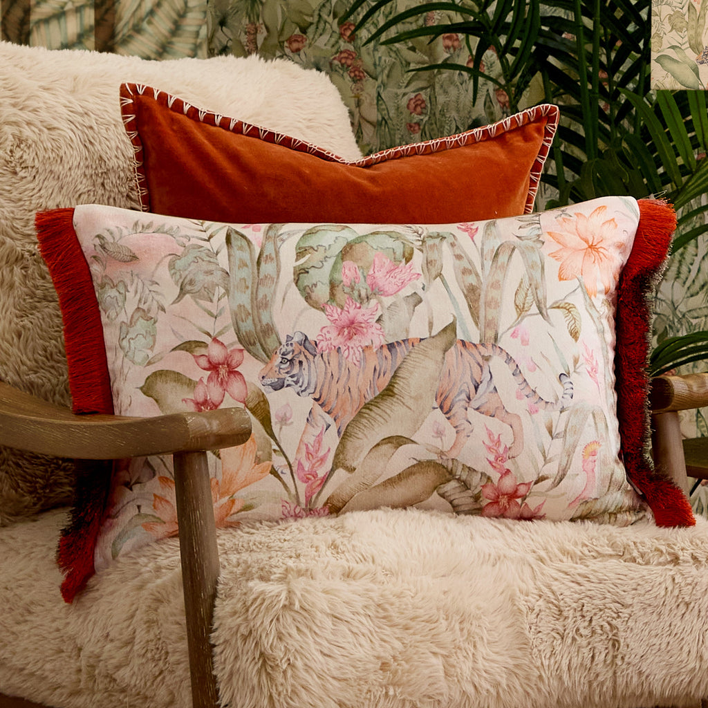 Tropical Utopia Printed Velvet Cushion