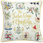 12 Days of Xmas Embroidered Cushion Gold