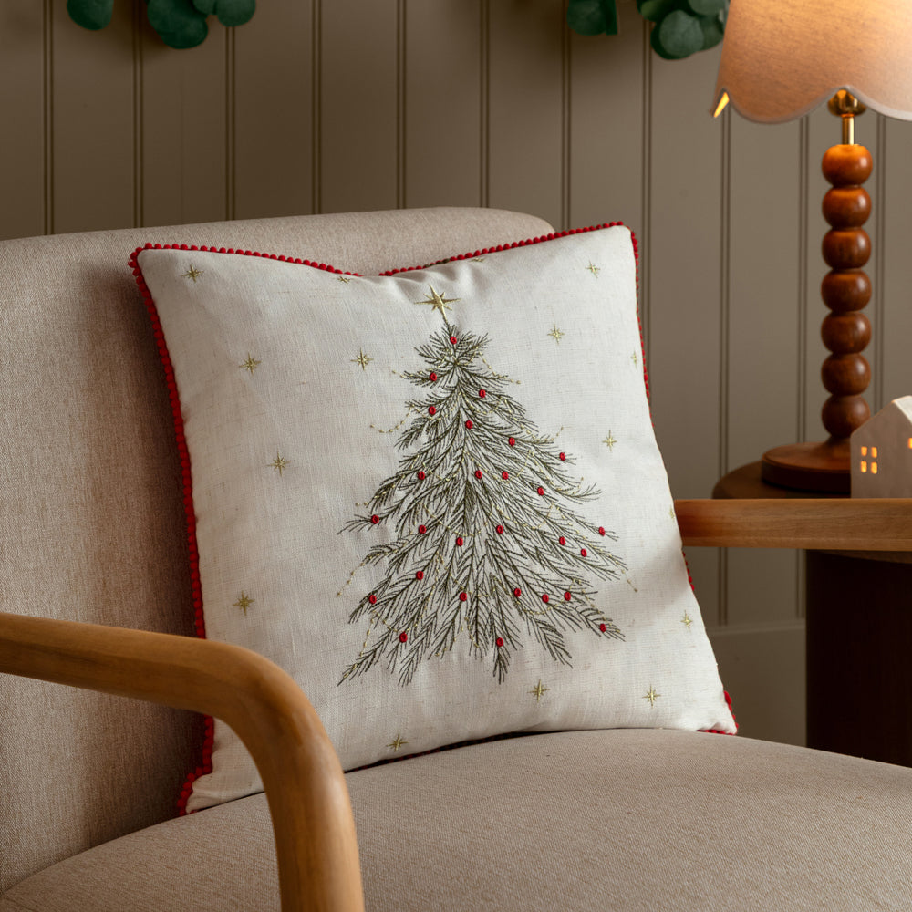 Twinkling Tree Embroidered Cushion