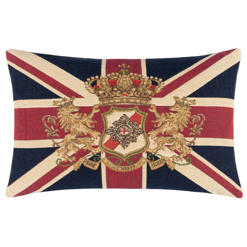 Union Jack Lion Crest Flag Tapestry Cushion