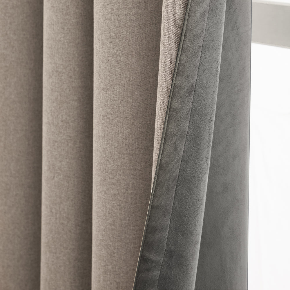 Verso Reversible Suede-look Blackout Eyelet Curtains