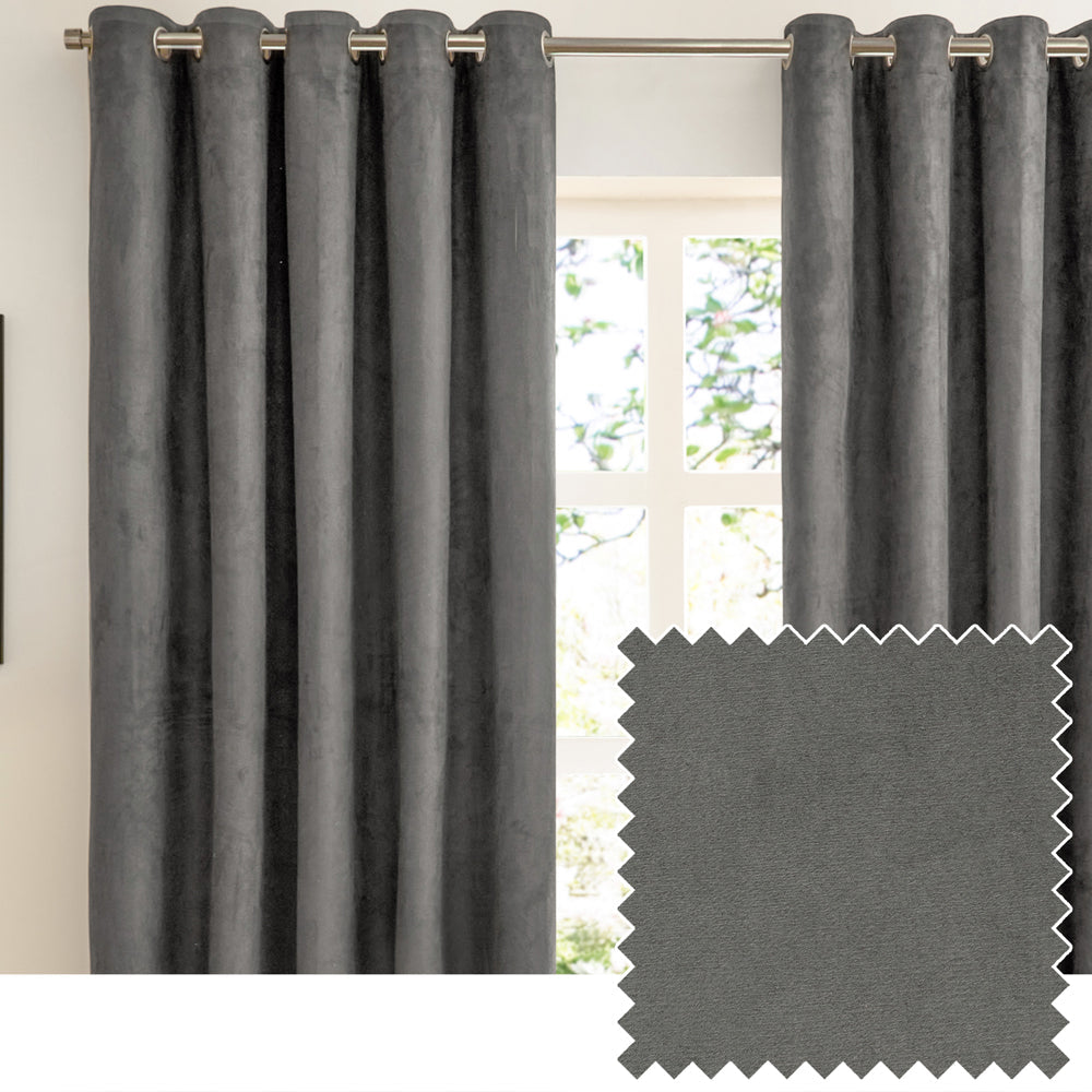 Verso Reversible Suede-look Blackout Eyelet Curtains