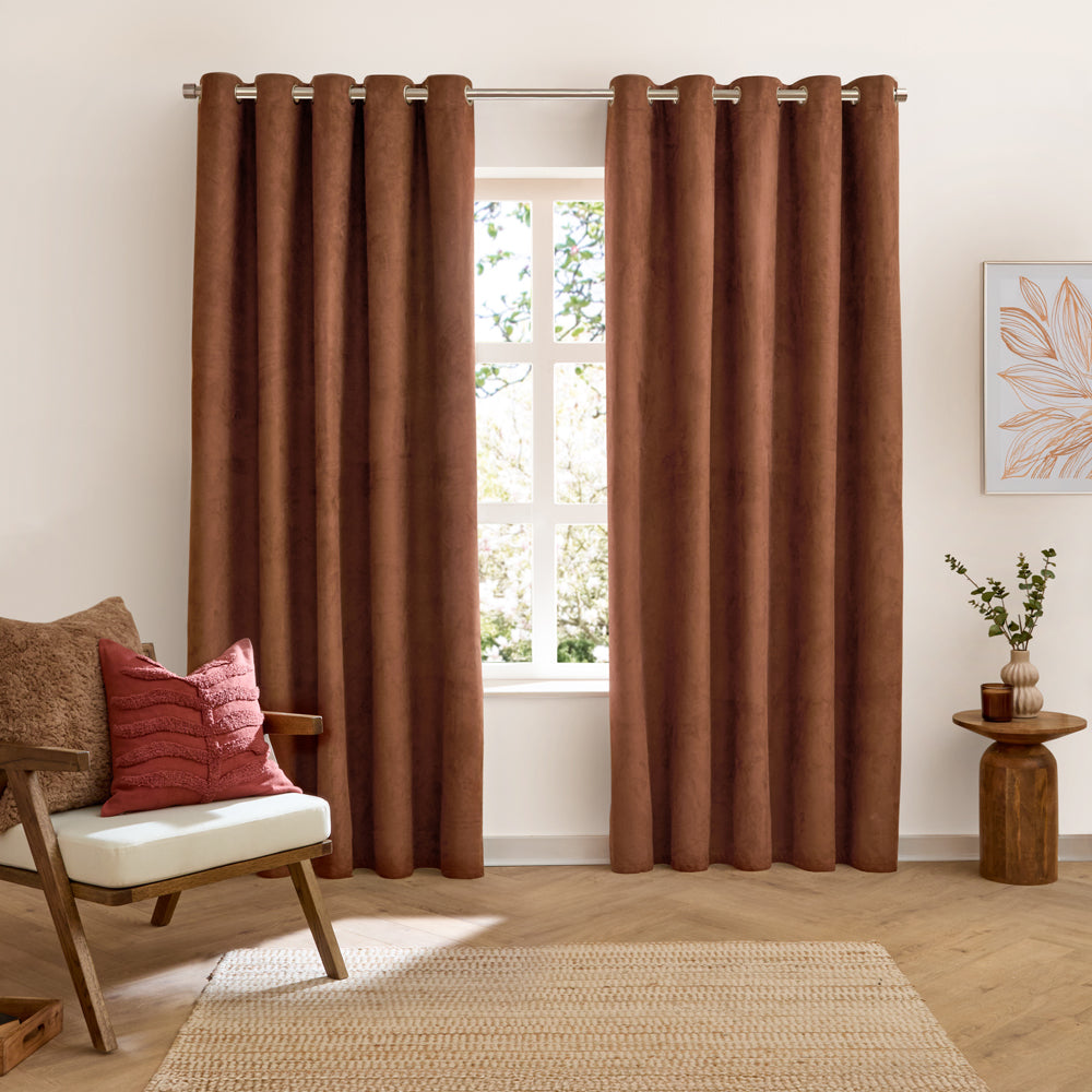 Verso Reversible Suede-look Blackout Eyelet Curtains