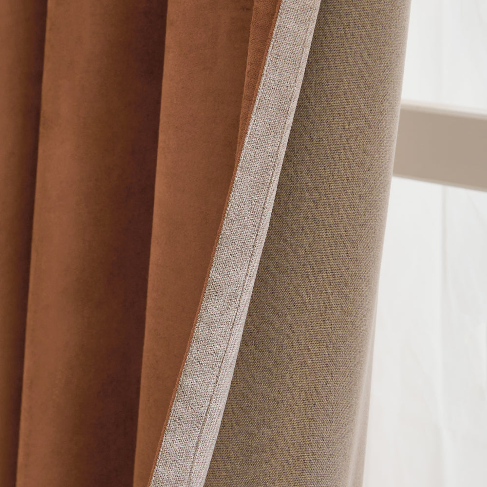 Verso Reversible Suede-look Blackout Eyelet Curtains