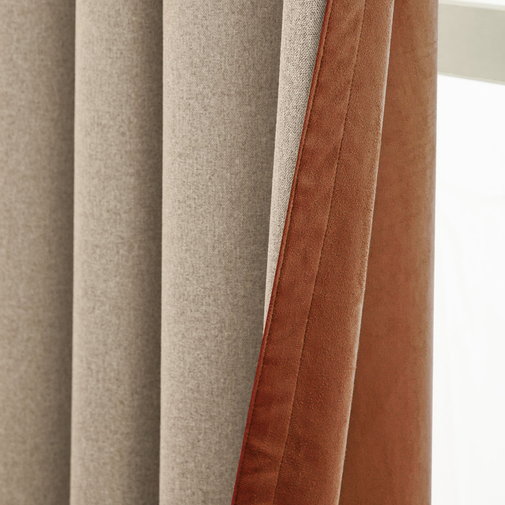 Verso Reversible Suede-look Blackout Eyelet Curtains