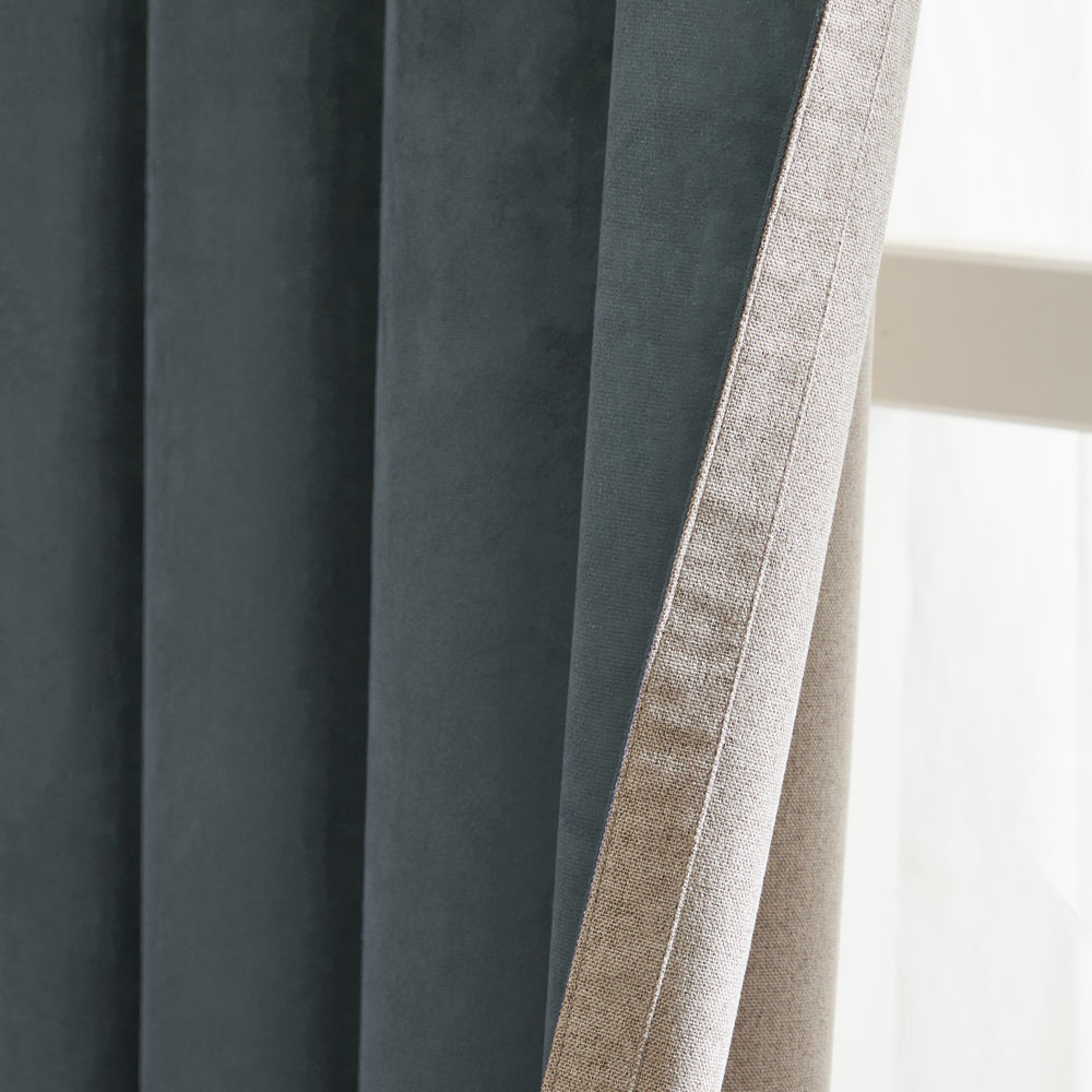 Verso Reversible Suede-look Blackout Eyelet Curtains