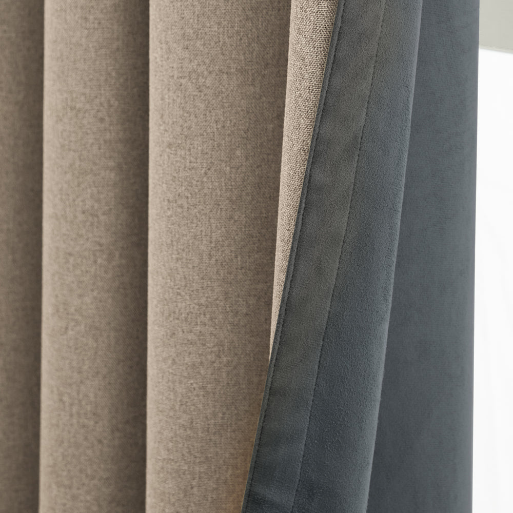 Verso Reversible Suede-look Blackout Eyelet Curtains