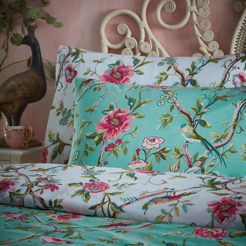 Vintage Chinoiserie Floral Exotic Duvet Cover Set