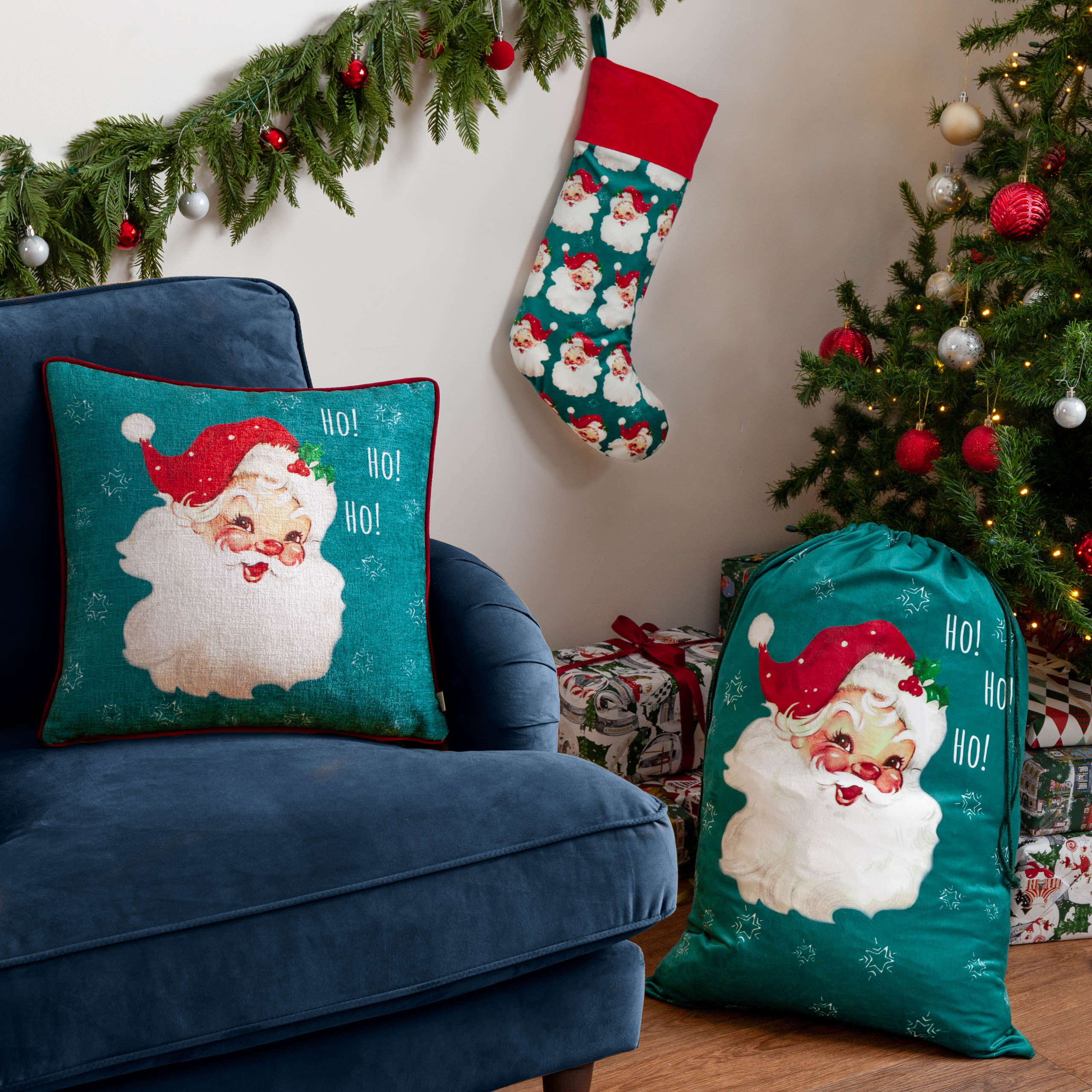 Vintage Santa Printed Cushion
