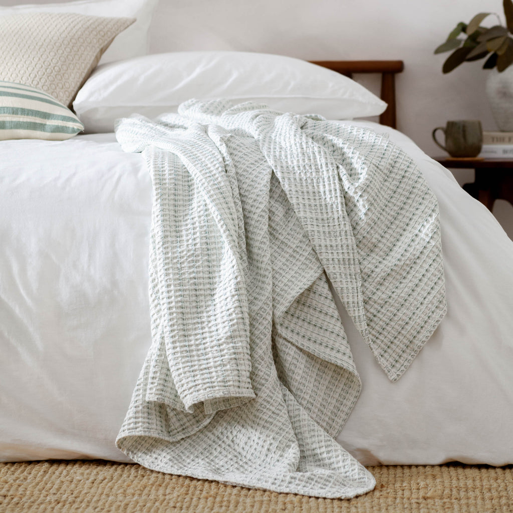 Waffle Textured 100% Cotton Bedspread