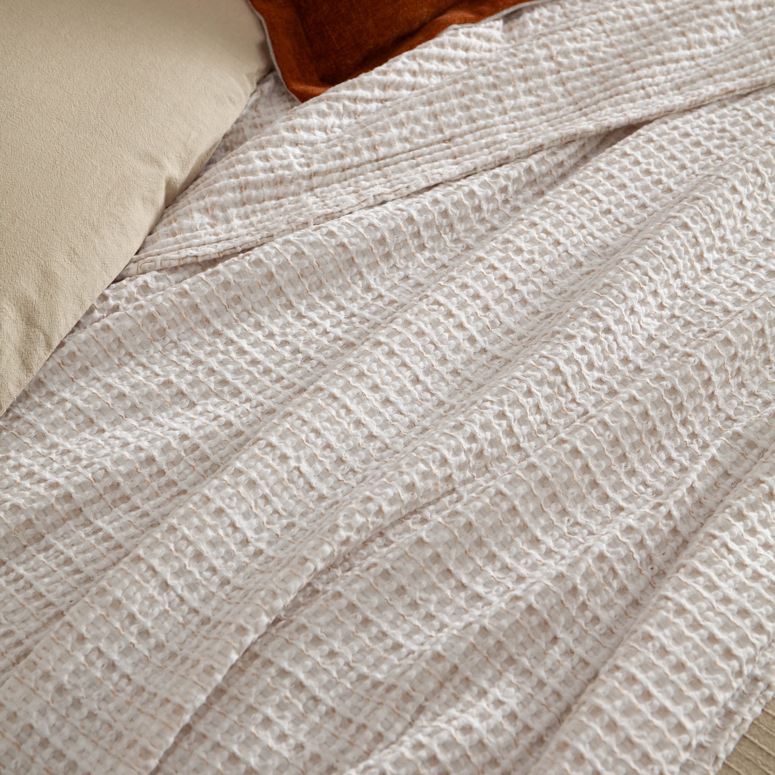 Waffle Textured 100% Cotton Bedspread