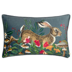 Wild Garden Leaping Hare Cushion Navy
