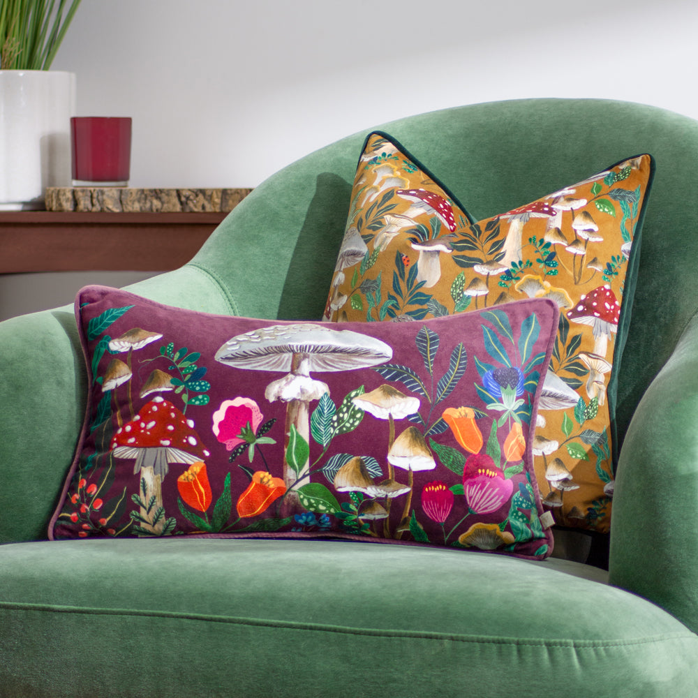 Wild Garden Mushrooms Cushion