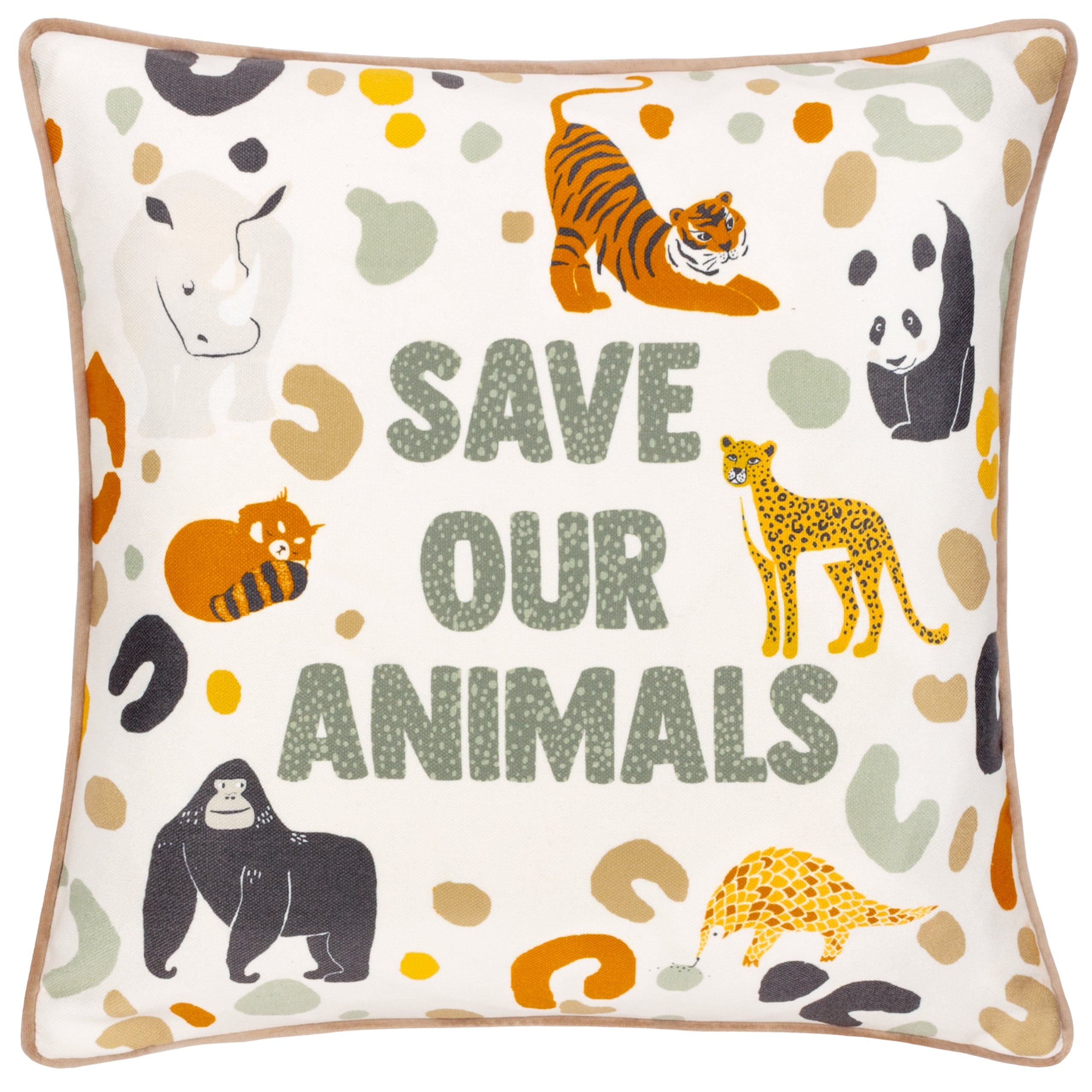 Wildlife Save Our Animals Piped Cushion