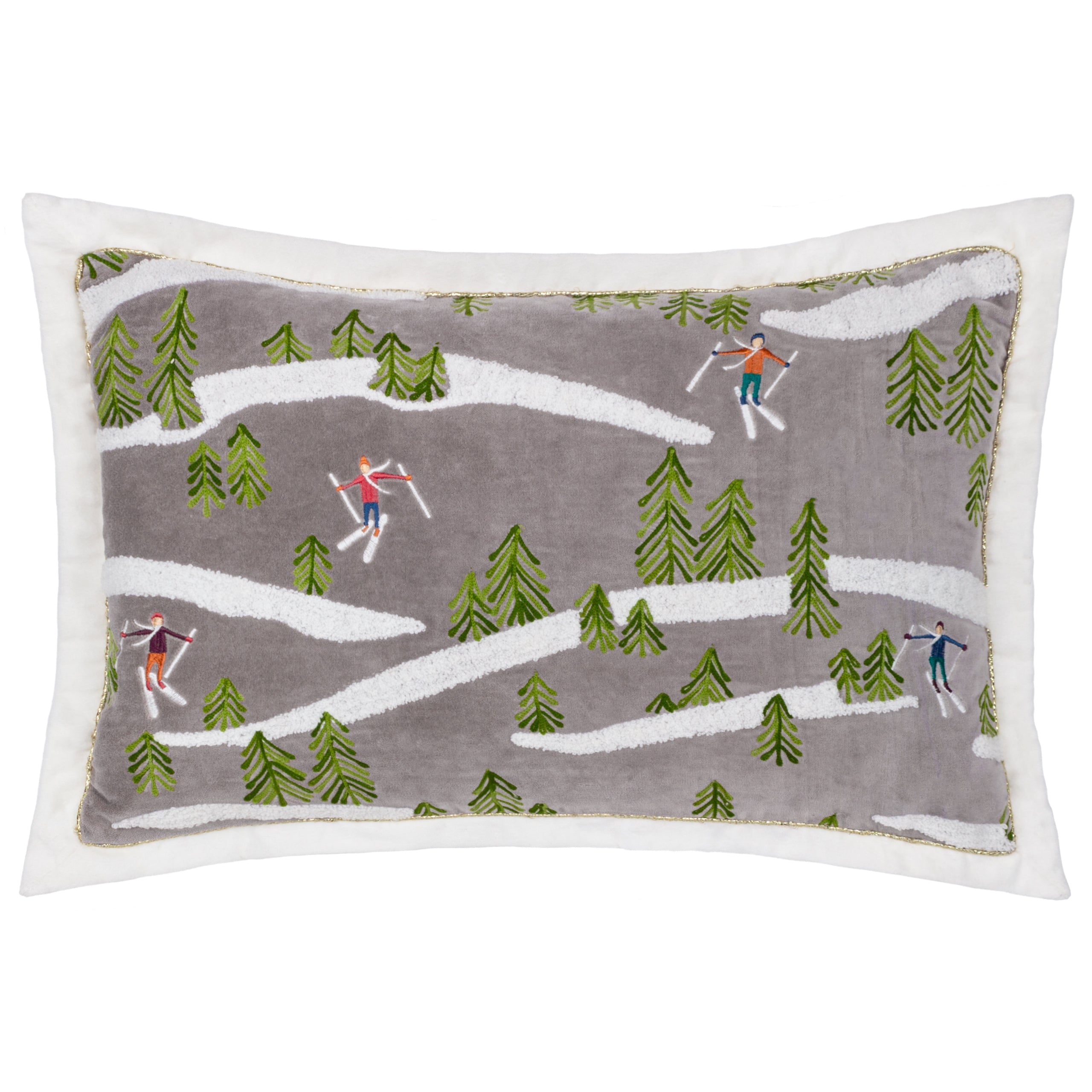 Winter Alpine Embroidered Cushion