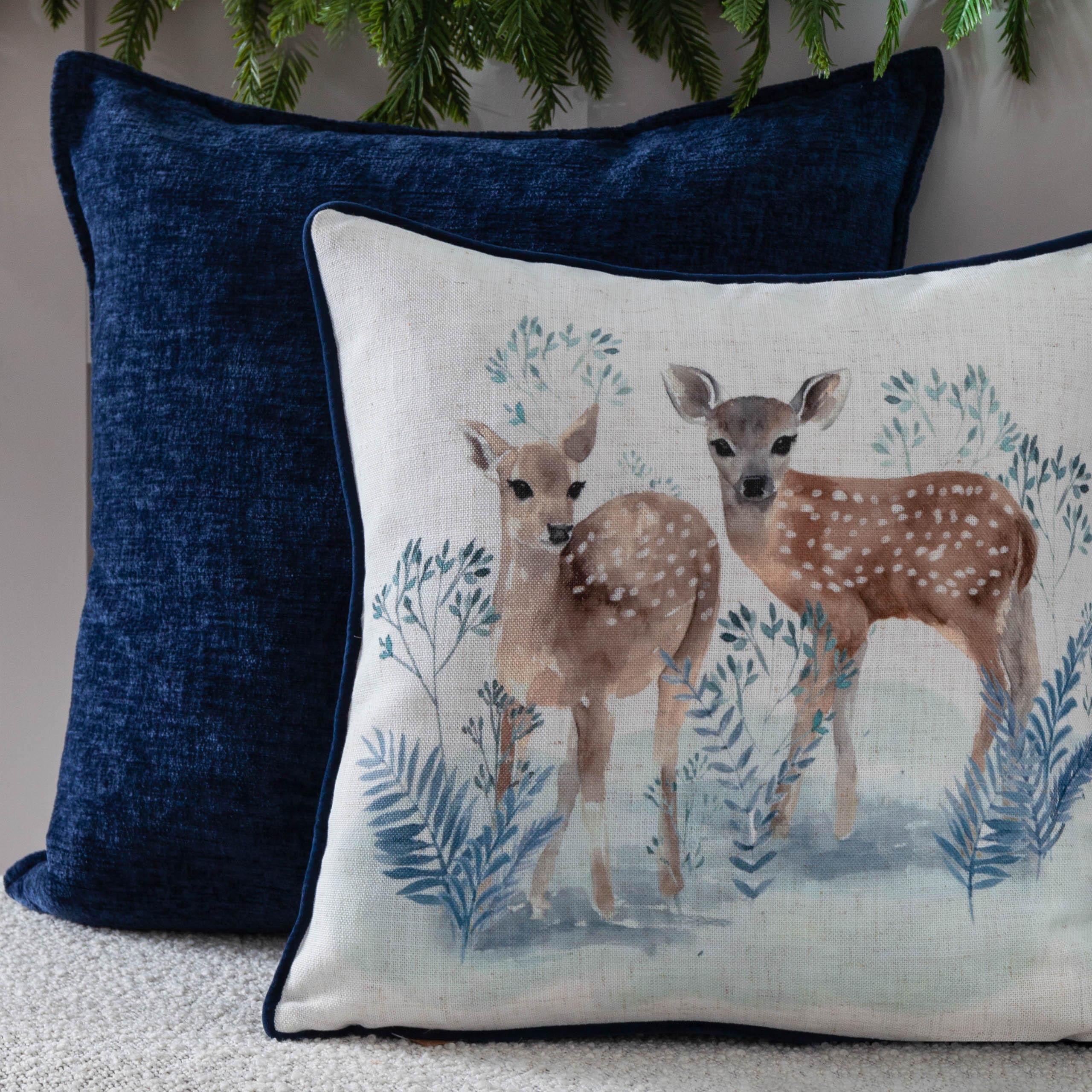 Winter Fawns Printed Cushion