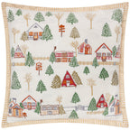 Winter Ski Lodges Embroidered Cushion
