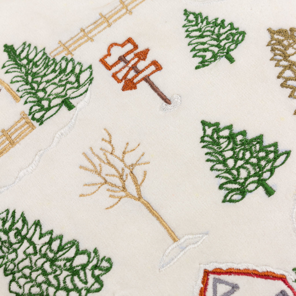 Winter Ski Lodges Embroidered Cushion