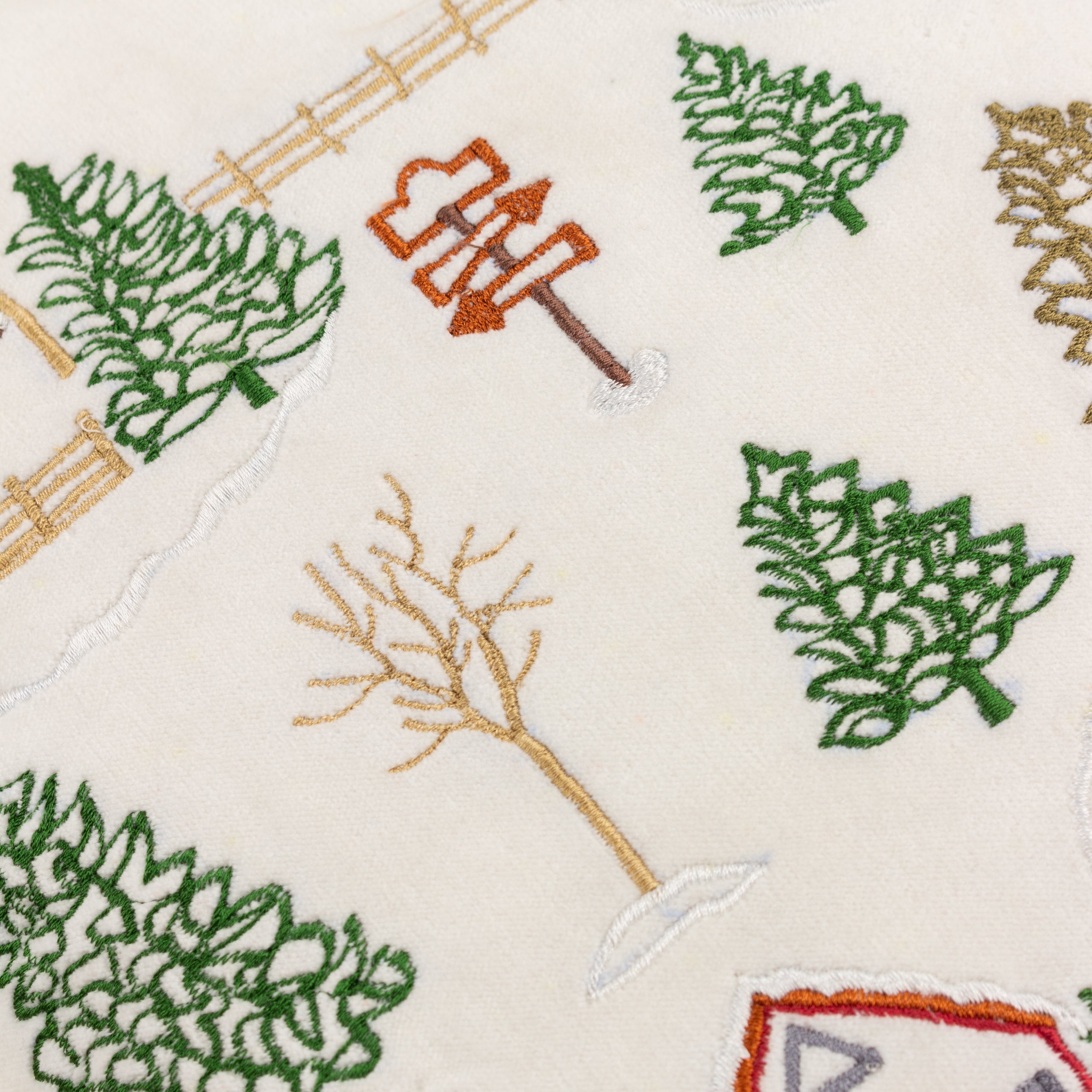 Winter Ski Lodges Embroidered Cushion