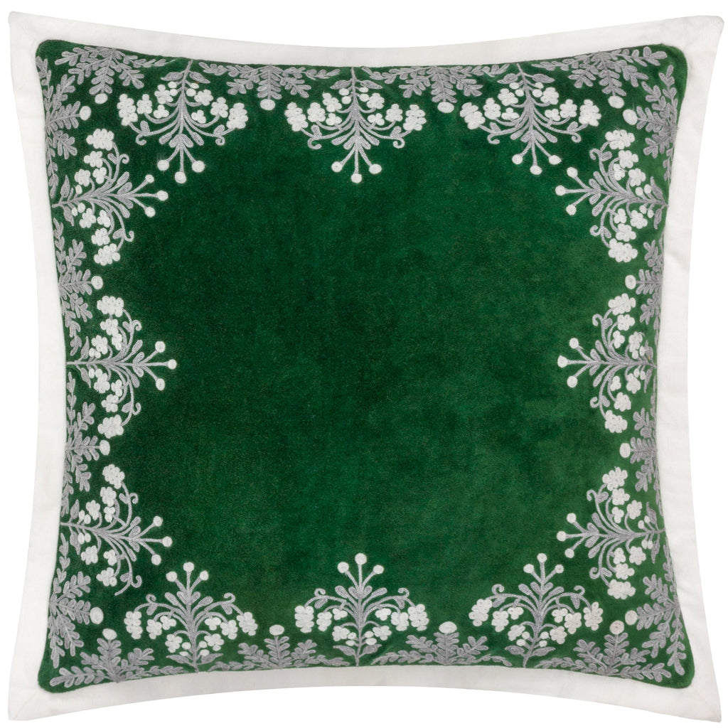 Winter Bloom Embroidered Cushion