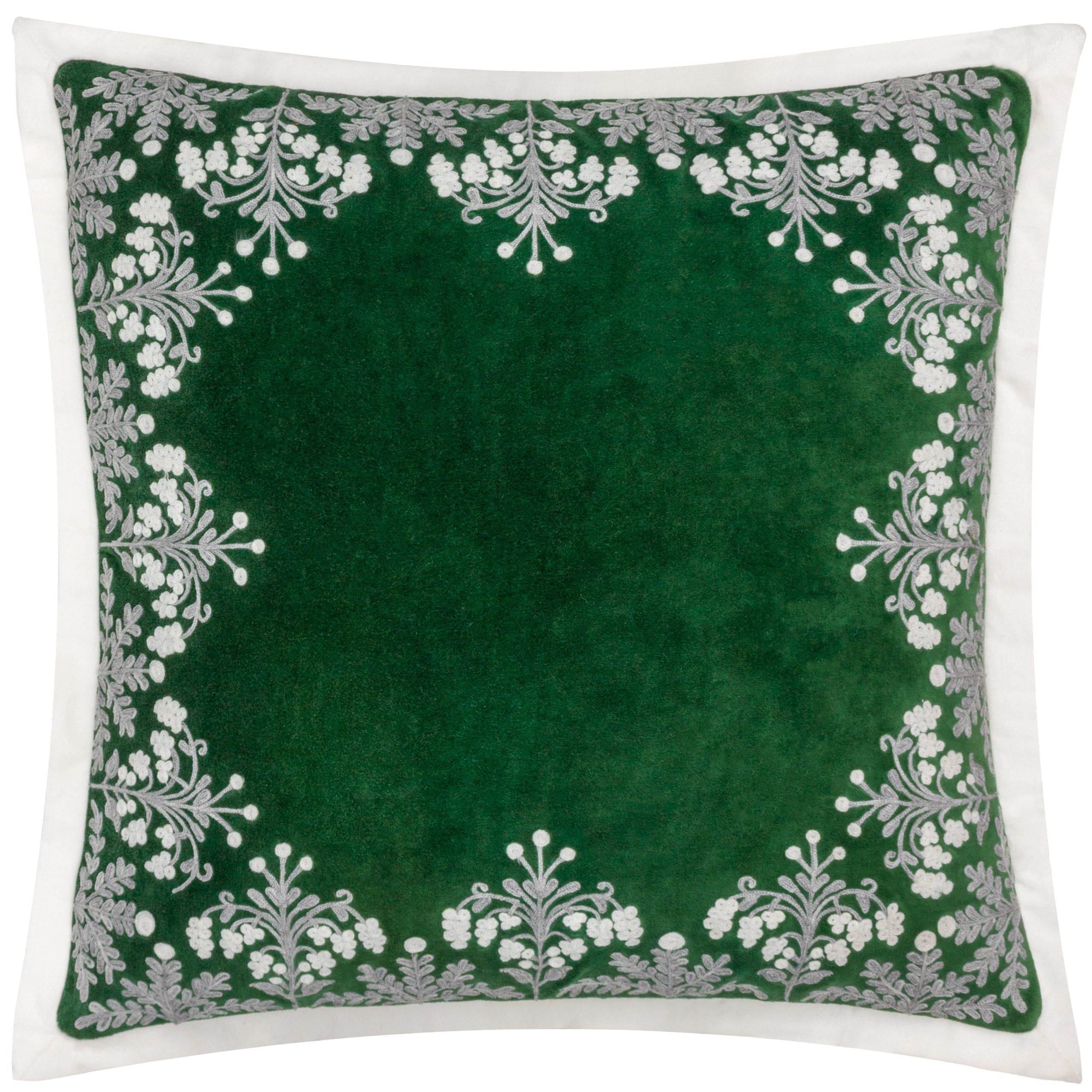 Winter Bloom Embroidered Cushion