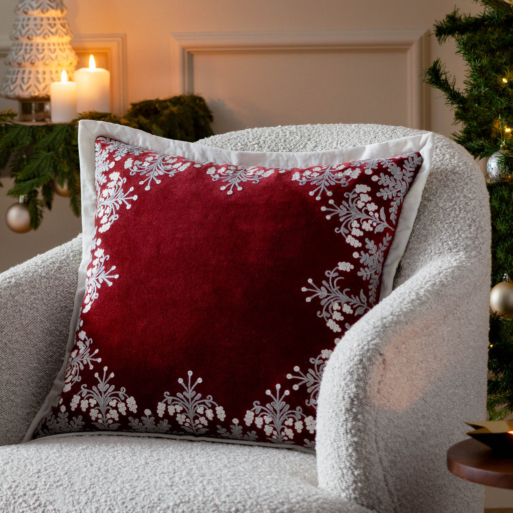 Winter Bloom Embroide Cushion