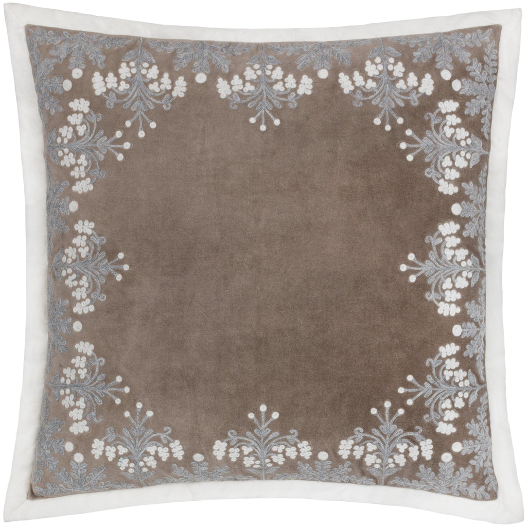 Winter Bloom Embroidered Cushion