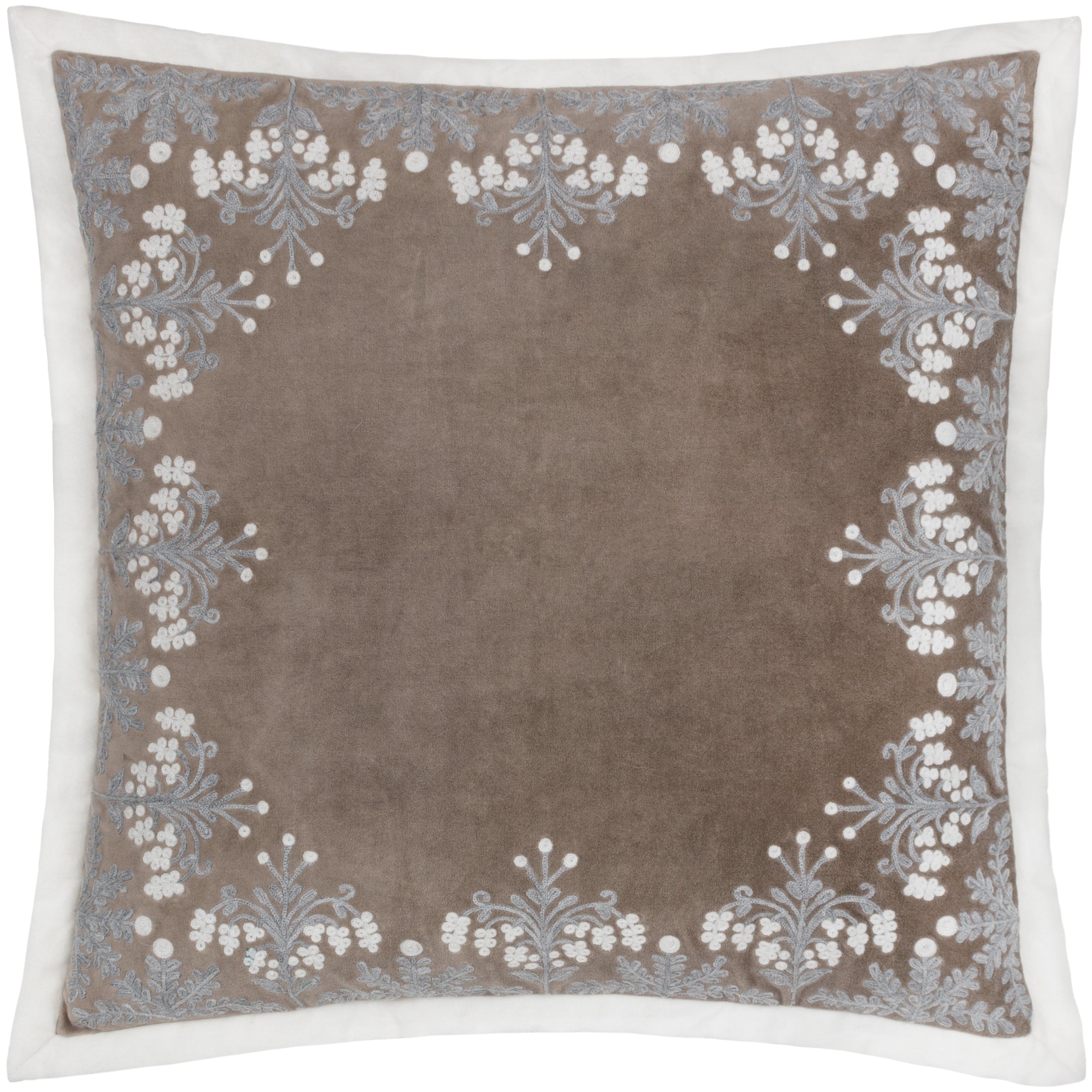 Winter Bloom Embroidered Cushion
