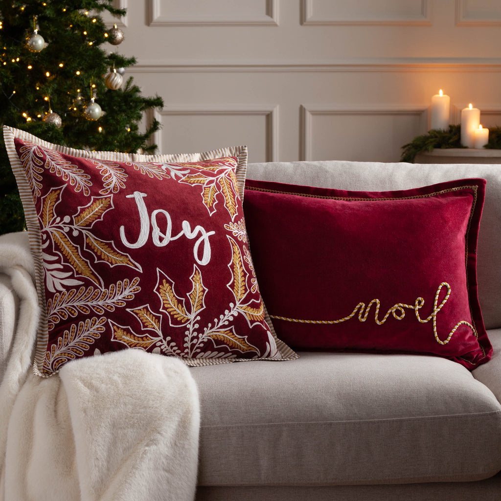 Winter Noel Applique Velvet Cushion