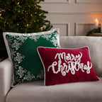 Winter Merry Christmas Applique Velvet Cushion