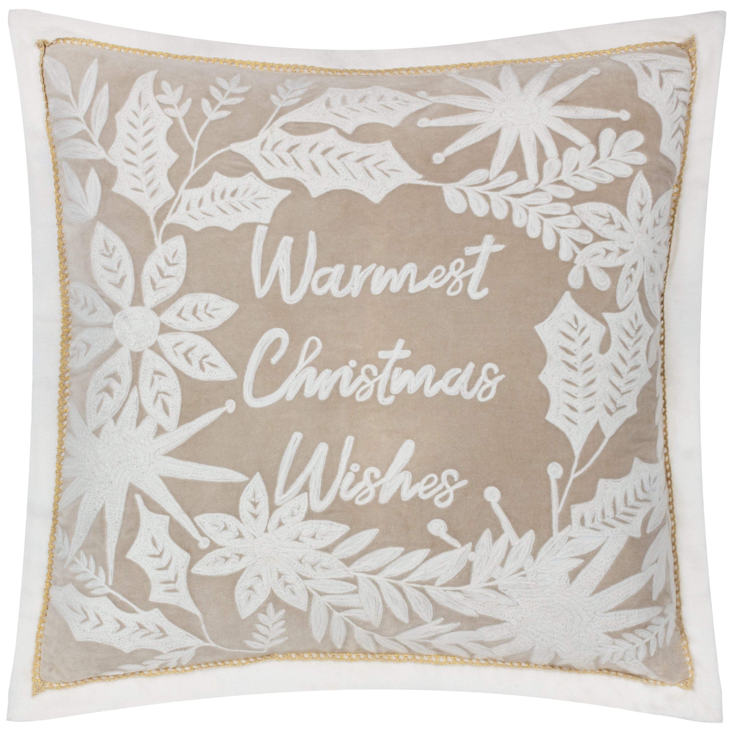Winter Warmest Wishes Embroidered Cushion