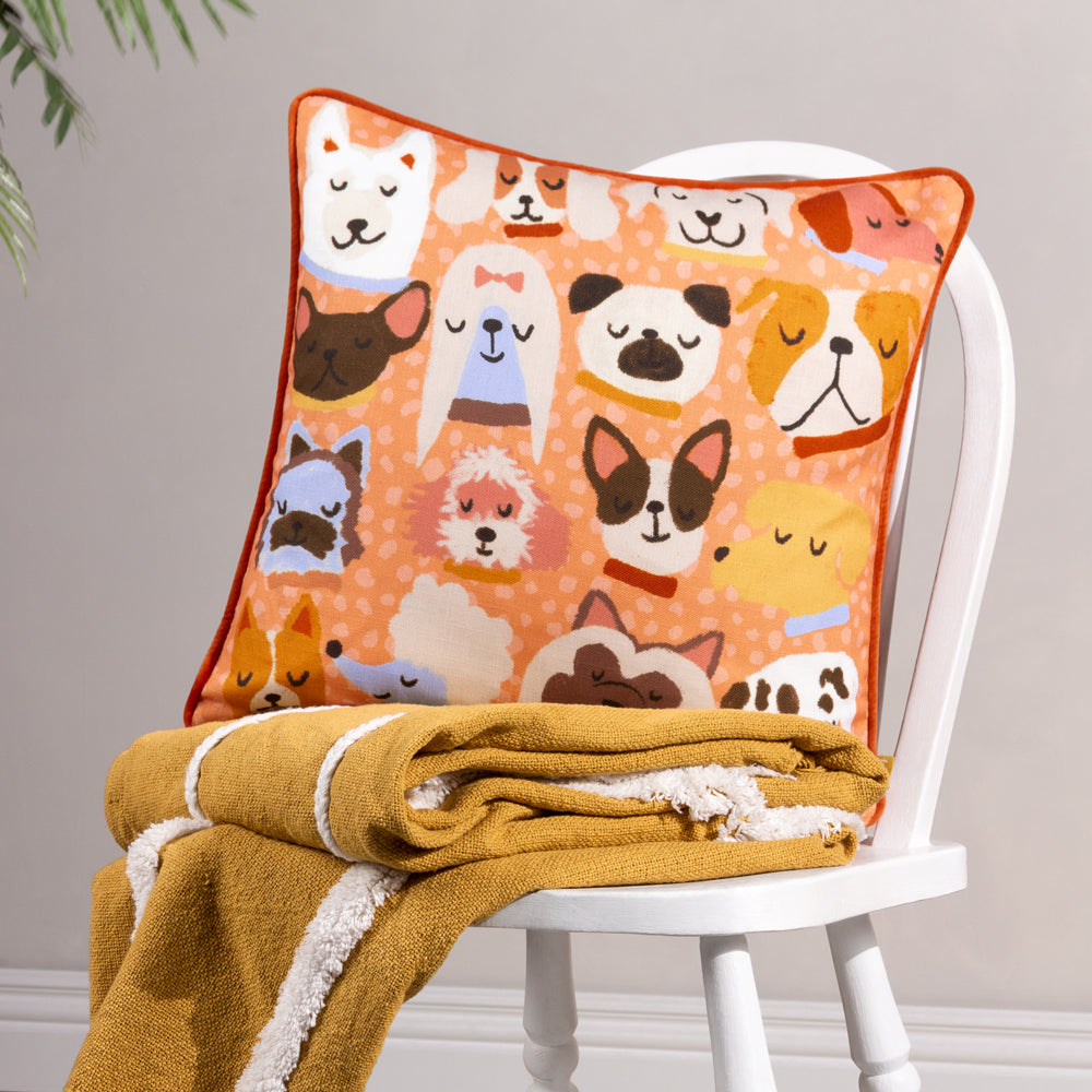 Woofers Dog Cushion Orange